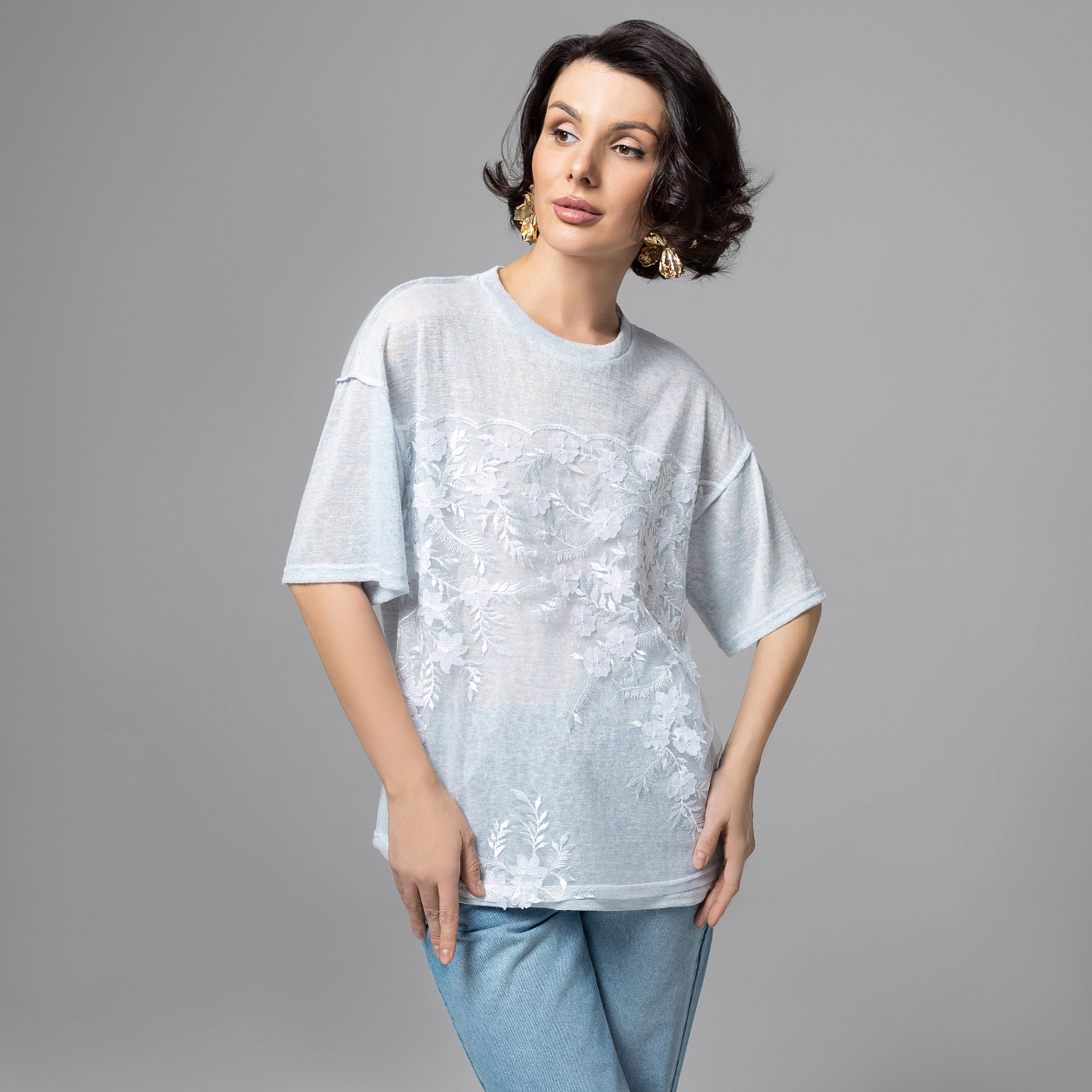 Футболка Буду тебе сниться (голубой меланж). Состав: 65% п/э, 30% вискоза, 5% спандекс