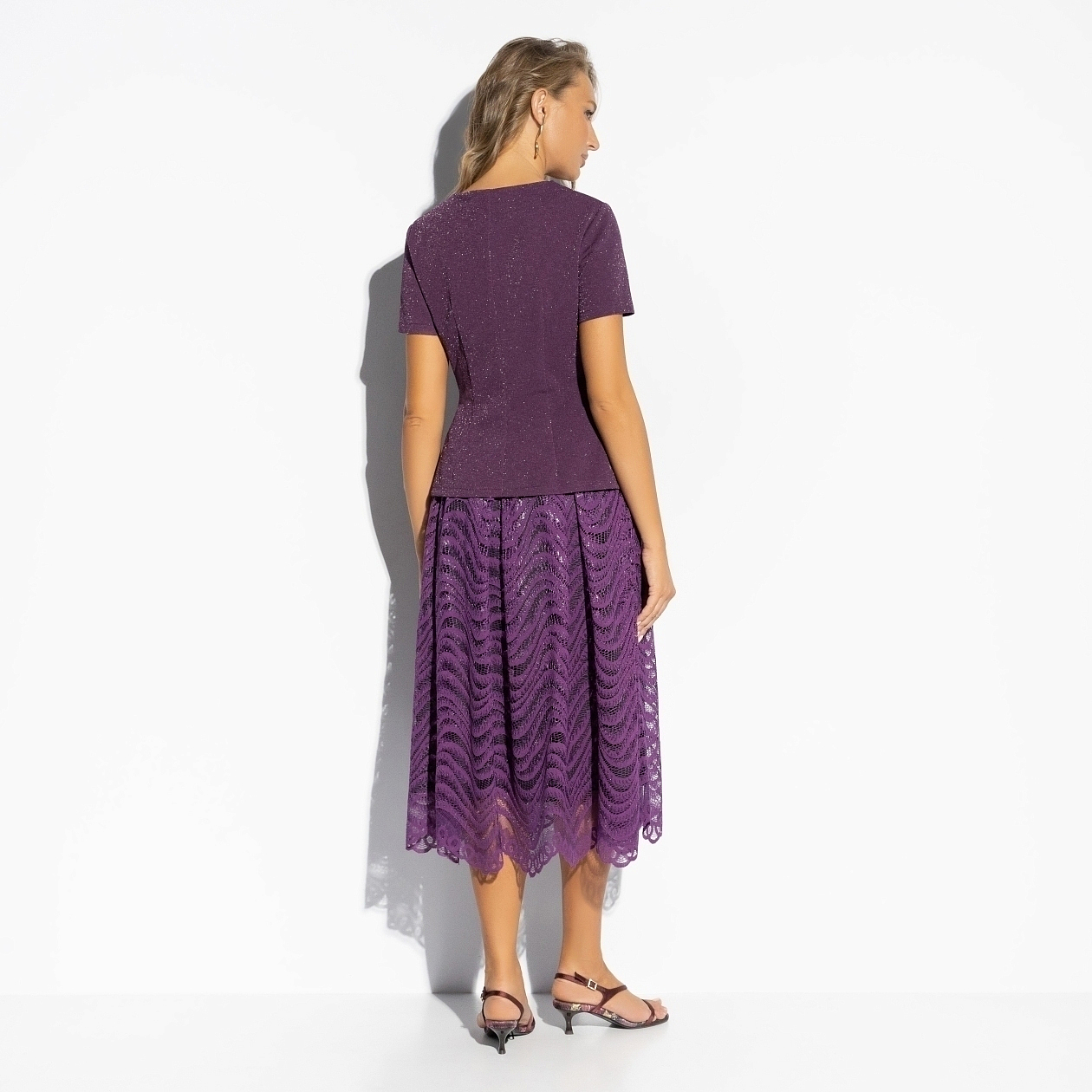 Костюм с юбкой Больше чем стиль (2 в 1, фиолетовый). Состав: 95% п/э, 5% спандекс