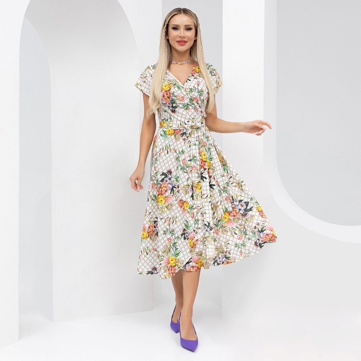 Платье Всегда в выигрыше! (эффектная, с поясом). Состав: 80% п/э, 20% вискоза