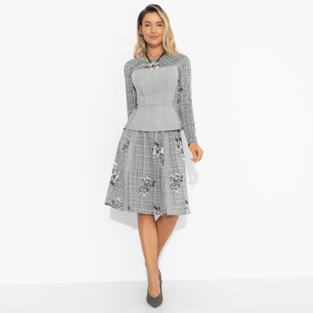 Комплект с юбкой Инста-стиль (2 в 1, серый )  