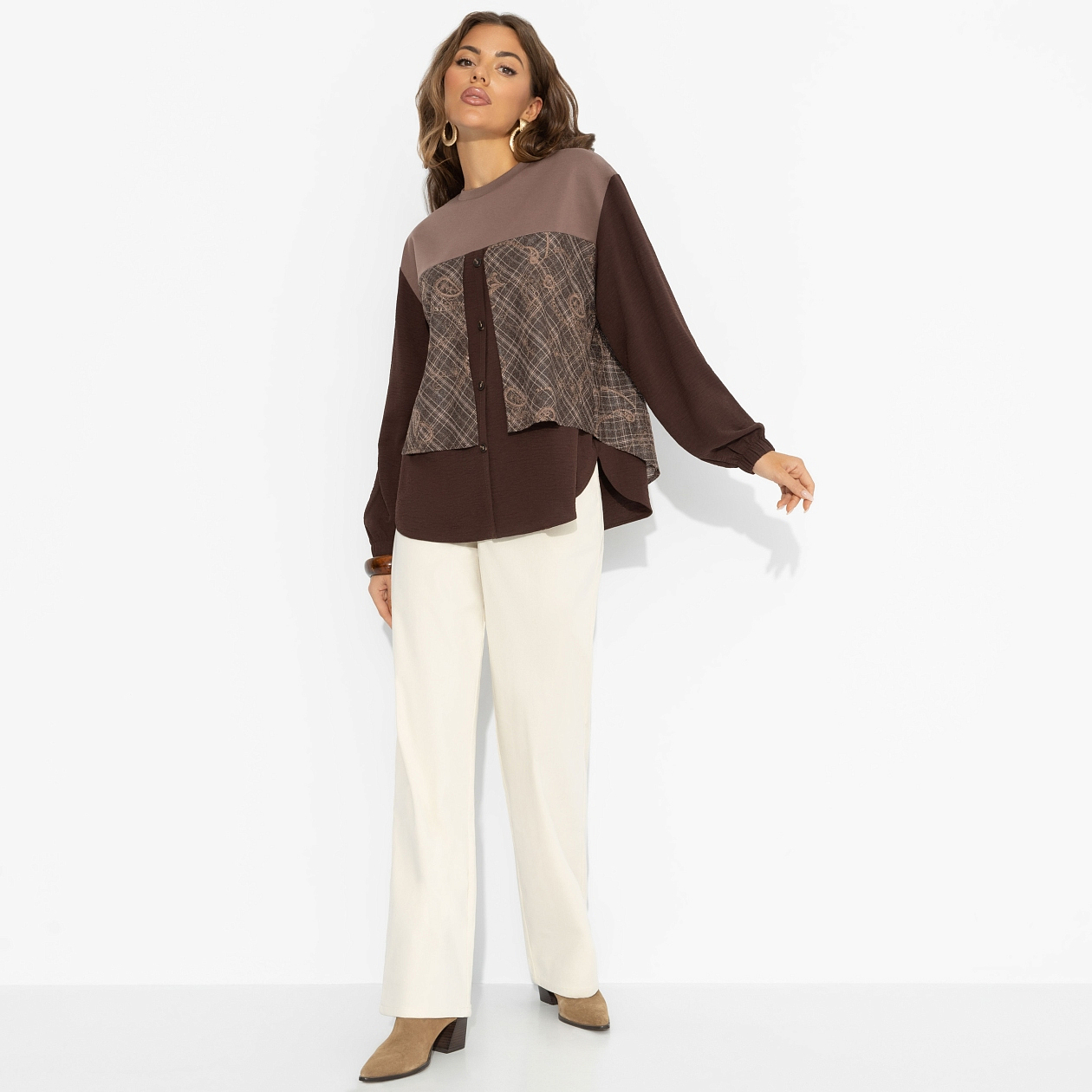 Стиль по-взрослому (браун, нью). Состав: 65% п/э, 30% вискоза, 5% спандекс