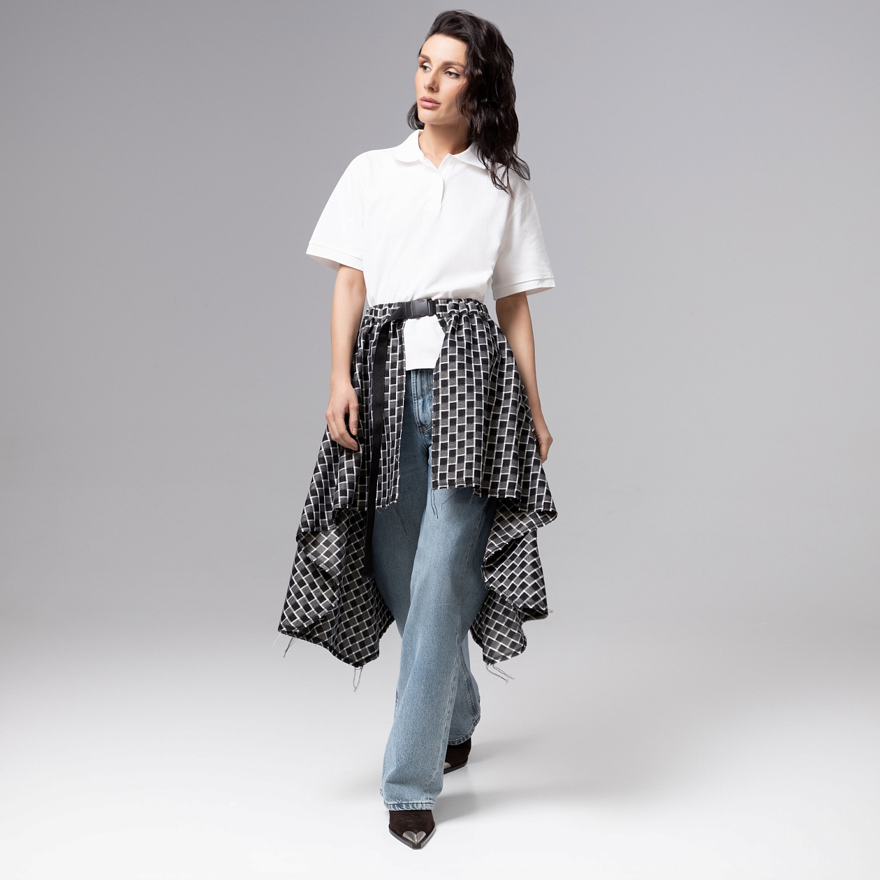 Игра теней (серый). Купить женский Юбка-килт оптом от производителя.