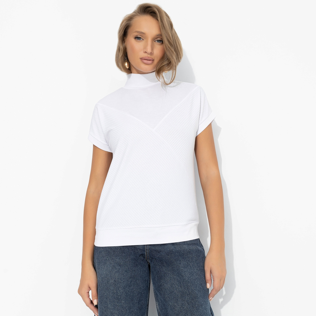 Водолазка Нота нежности (белая). Состав: 65% п/э, 30% вискоза, 5% стрейч