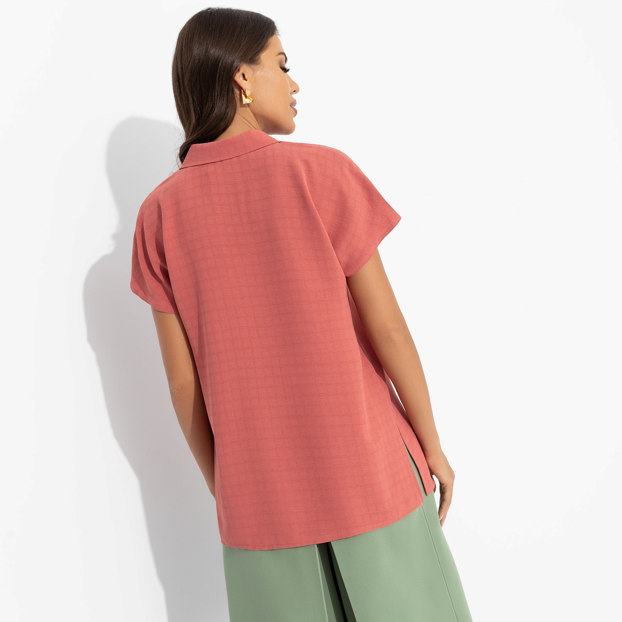 Блуза Стильный автограф (терракотовая). Состав: 95% вискоза, 5% эластан