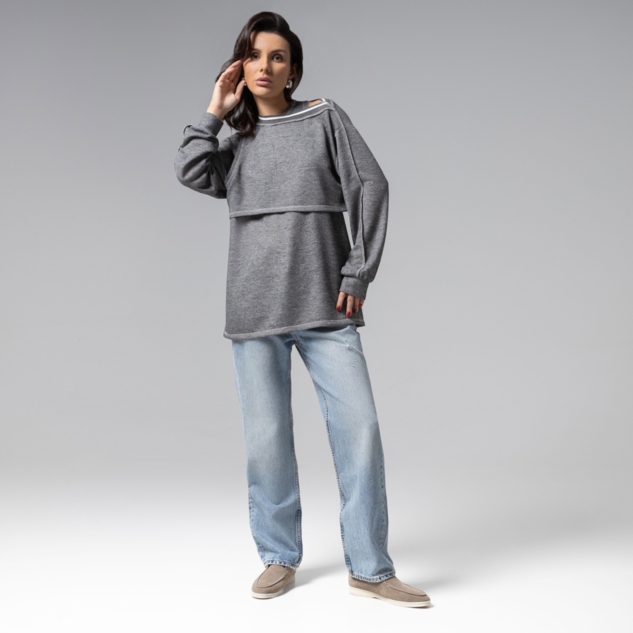 Лонгслив Преданная стилю (grey, 2 в 1) 