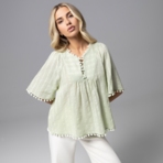 Блуза Летний фольклор (зеленая). Состав: 100% хлопок