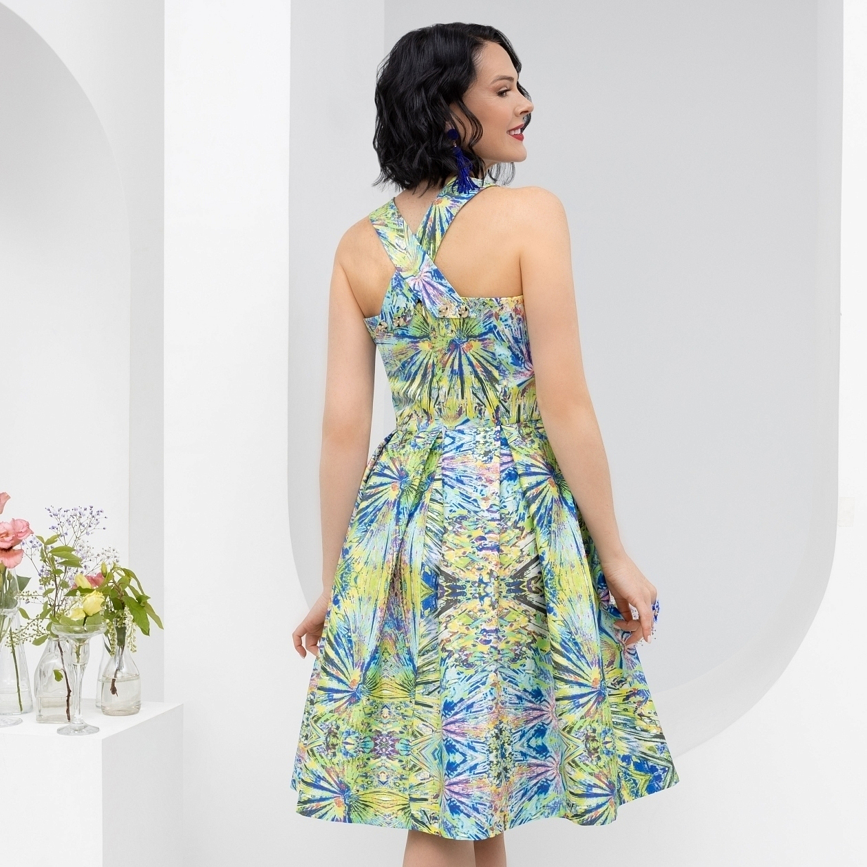 Сарафан Любуюсь в отражение (акварель). Состав: 50% хлопок, 45% п/э, 5% эластан