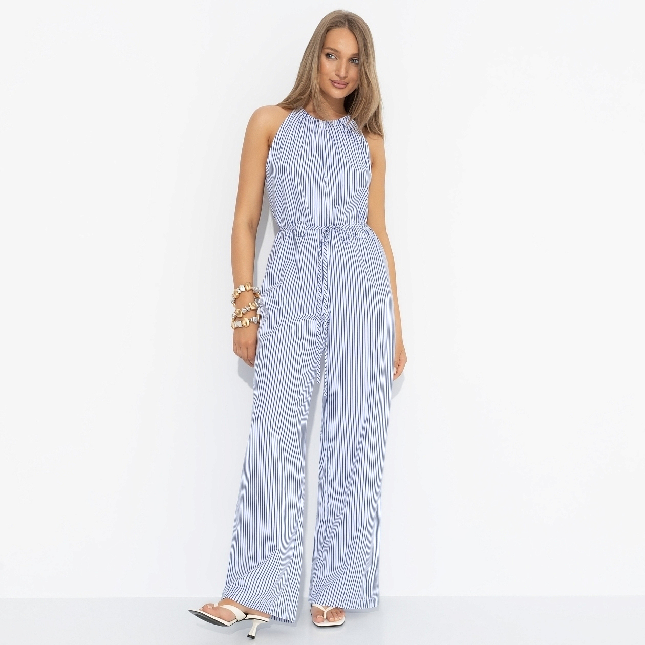 Комбинезон Проникновение в образ (полоска, с поясом). Состав: 55% хлопок, 45% полиэстер