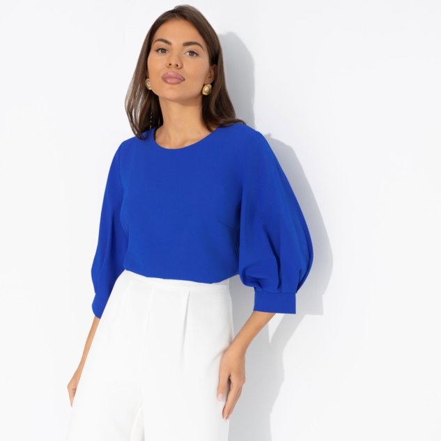 Блуза Предвкушение встречи (синяя) 