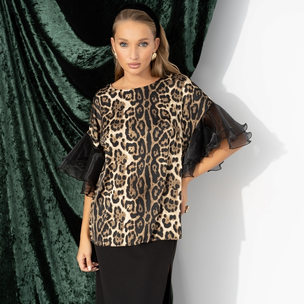 Блуза Молниеносная влюбленность (леопард). Состав: 100% полиэстер