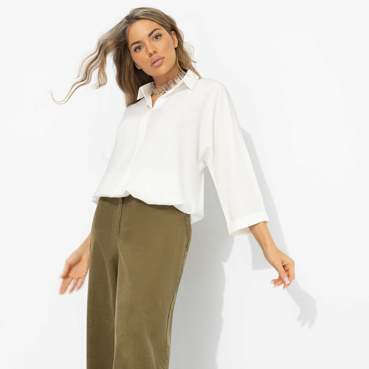 Блуза Твой личный тренд (белая). Состав: 95% полиэстер, 5% эластан