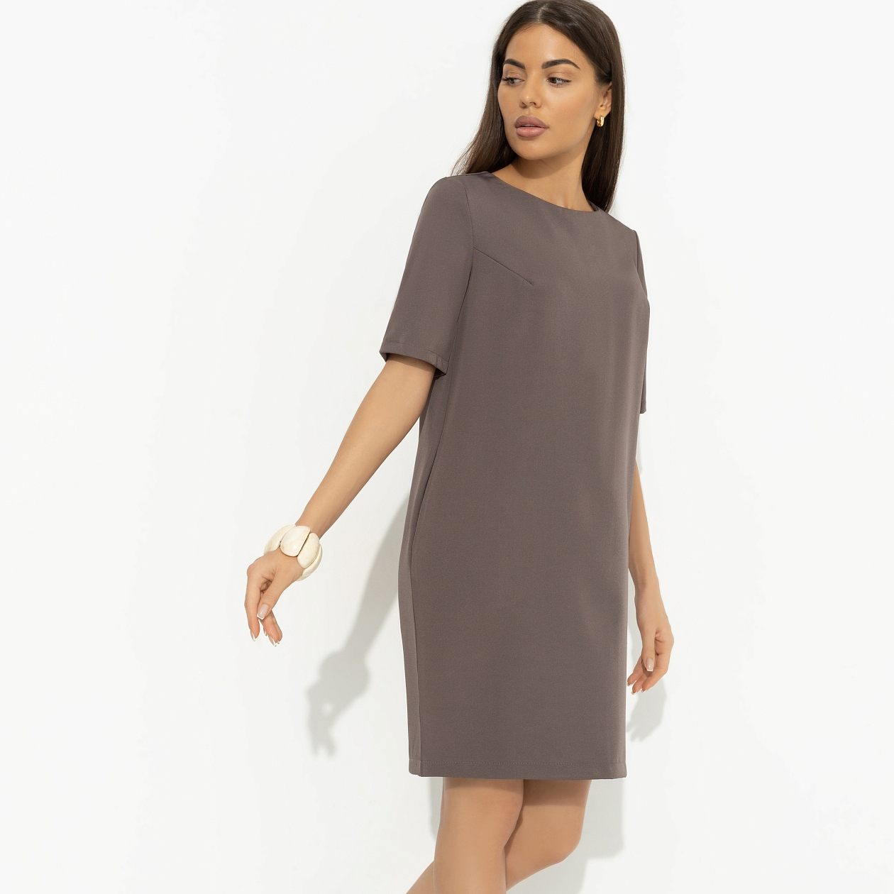 Платье Виртуальные будни (brown). Состав: 96% п/э, 4% эластан