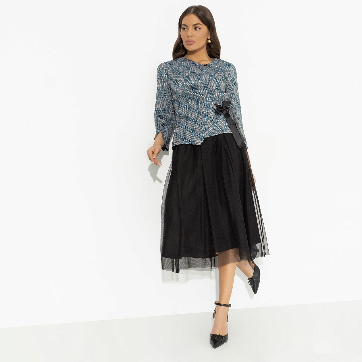 Костюм с юбкой Больше чем стиль (2 в 1, green). Состав: 75% полиэстер, 20% вискоза, 5% спандекс