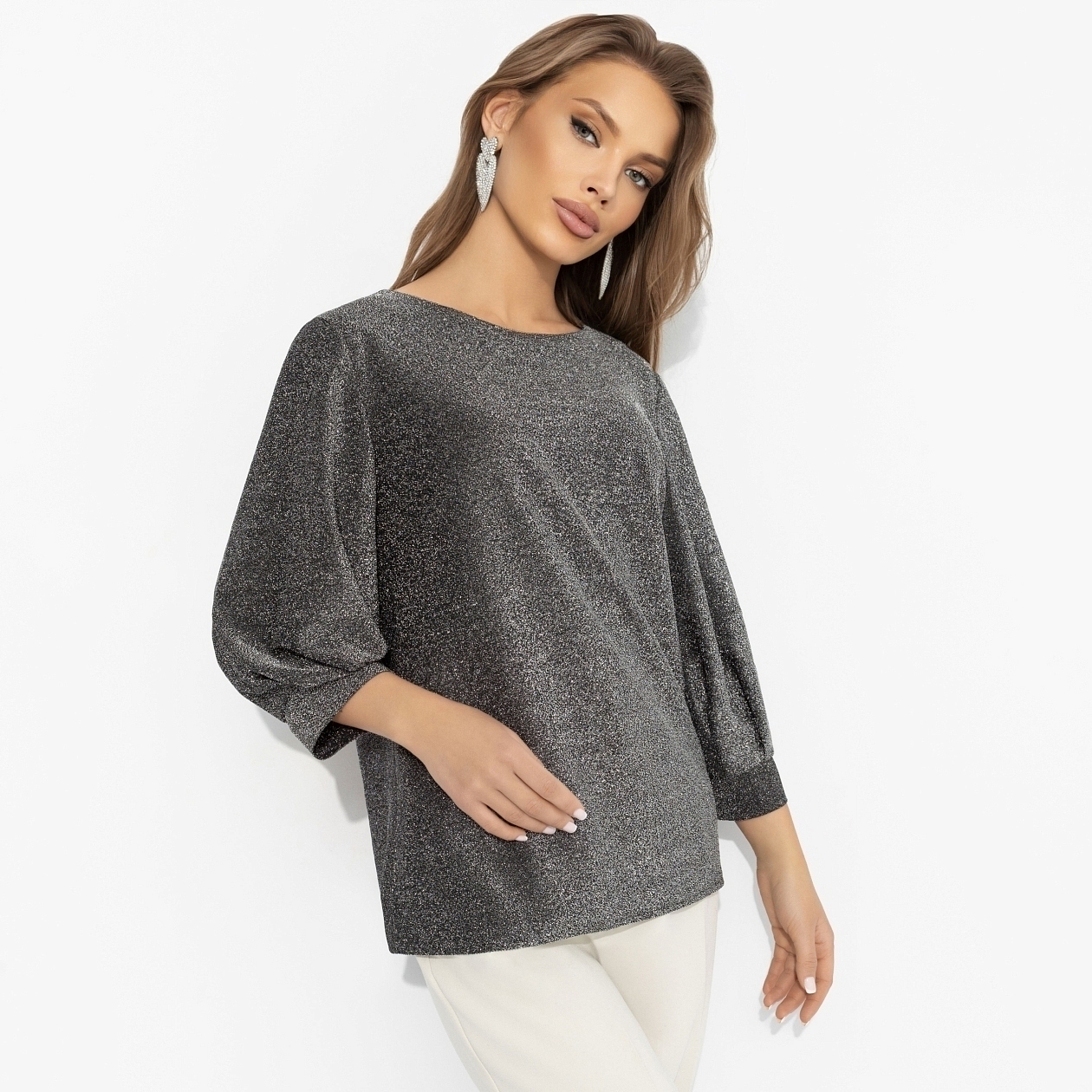 Блуза Предвкушение встречи (блеск). Состав: 95% п/э, 5% эластан
