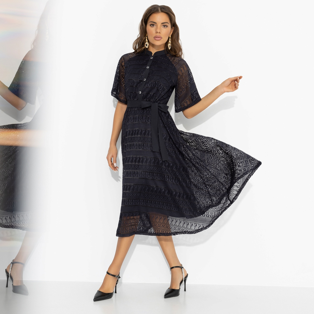 Платье Моя итальянская история (таинство, с поясом). Состав: 90% полиэстер, 8% нейлон, 2% спандекс