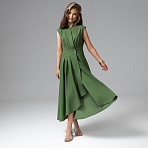 Платье Секреты утонченности (травяное). Состав: 40% полиэстер, 27% вискоза, 23% лён, 10% хлопок