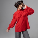 Блуза Мелодия сердца (красная). Состав: 65% п/э, 30% вискоза, 5% спандекс