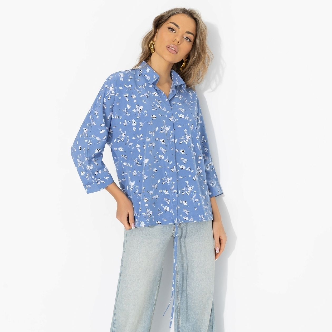 Блуза Твой личный тренд (небесная). Состав: 95% п/э, 5% эластан