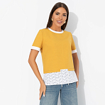 Футболка Романтика с перчинкой (горчичная). Состав: 80% п/э, 15% лен, 5% эластан