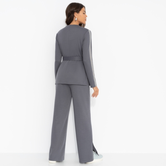 Брючный костюм Личное превосходство (серый, 2 в 1, с поясом) 