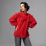 Блуза Мелодия сердца (красная). Состав: 65% п/э, 30% вискоза, 5% спандекс