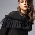 Блуза Мелодия сердца (ночь). Состав: 98% п/э, 2% спандекс