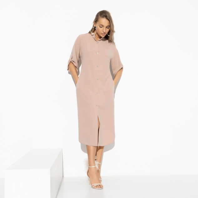 Платье-рубашка Изящный облик (гламур, с баской) 