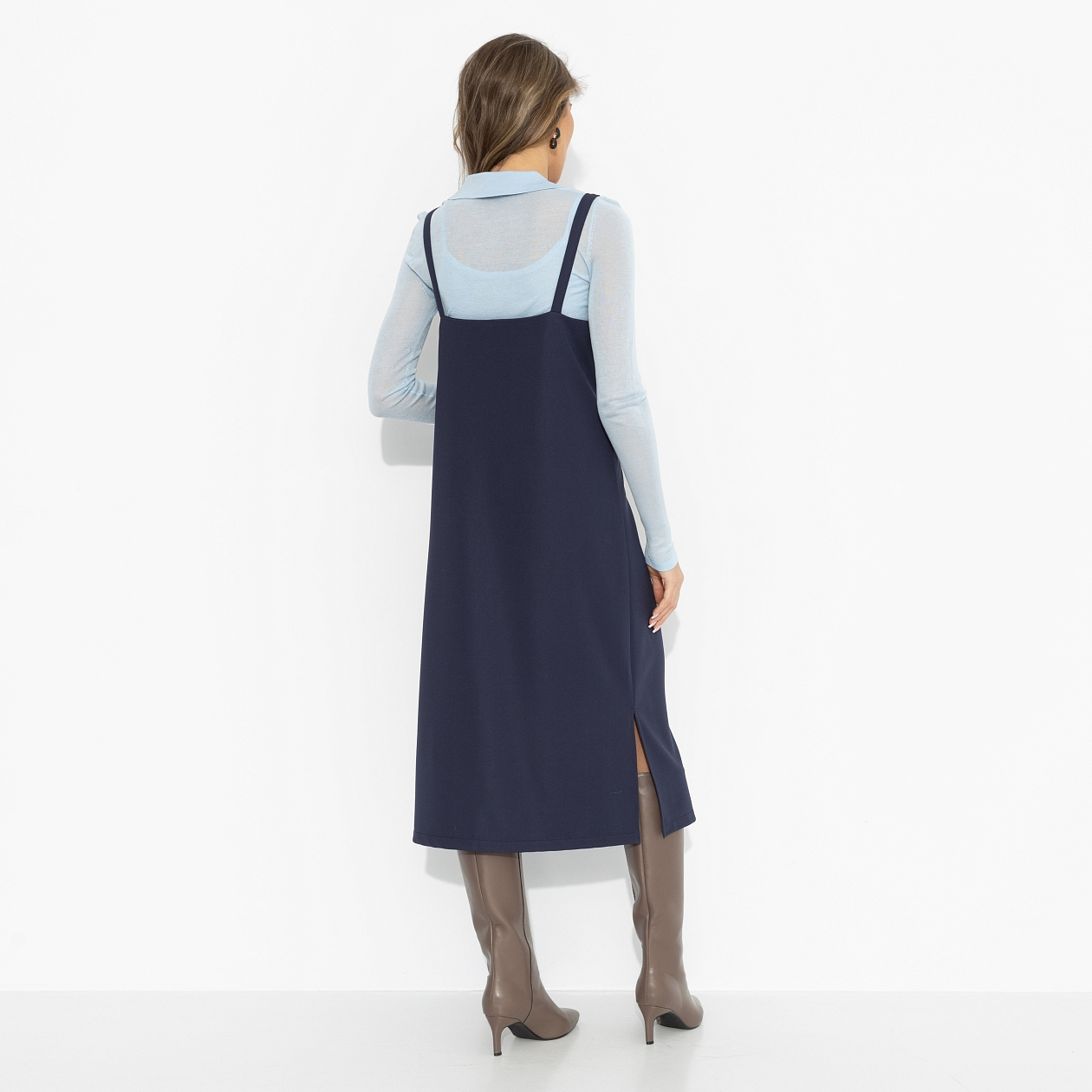 Сарафан Для важных свиданий (синий). Состав: 75% полиэстер, 20% вискоза, 5% эластан