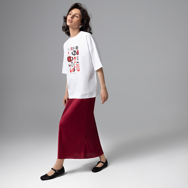 Футболка Фэшн-идеал (белая с матрешками) 