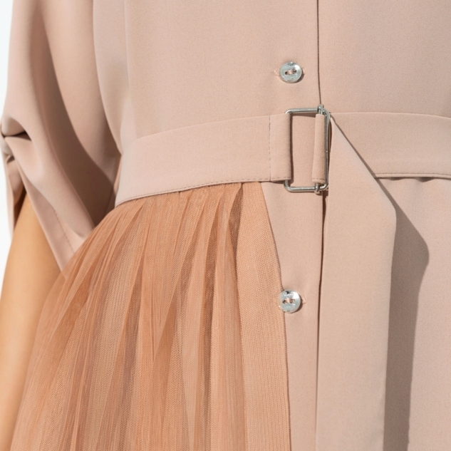 Платье-рубашка Изящный облик (гламур, с баской) 