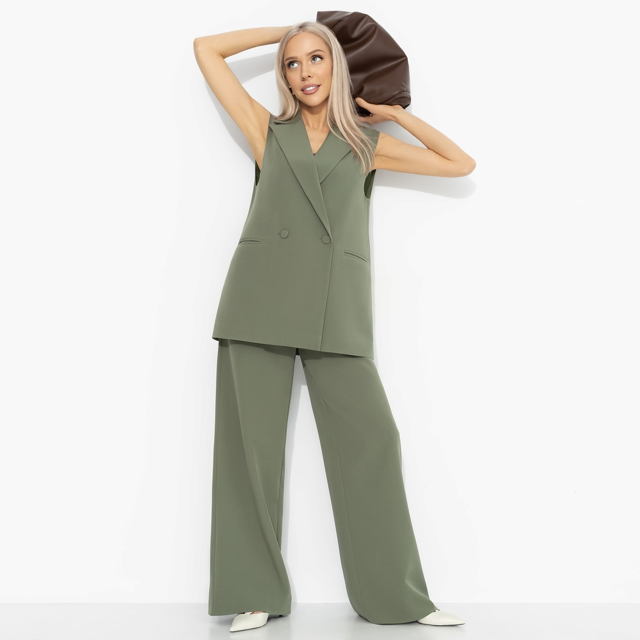 Брючный комплект Сценарий успеха (хаки, 2 в 1). Состав: 95% полиэстер, 5% эластан