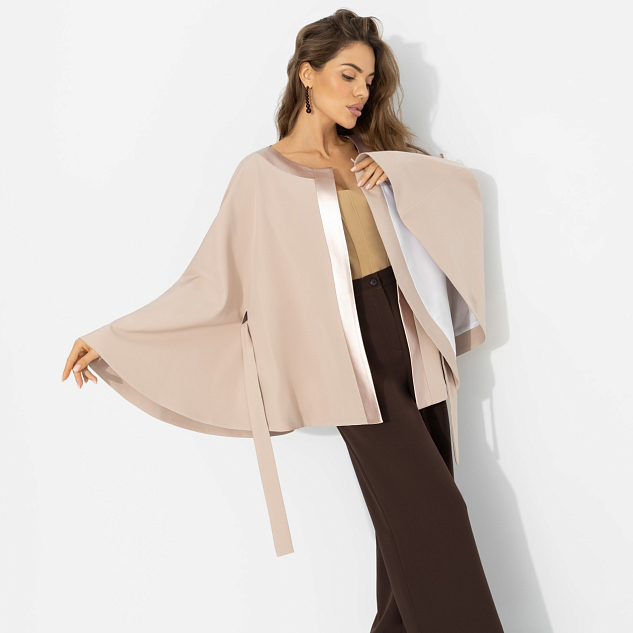 Жакет Яркий эффект (пудра, с поясом) 