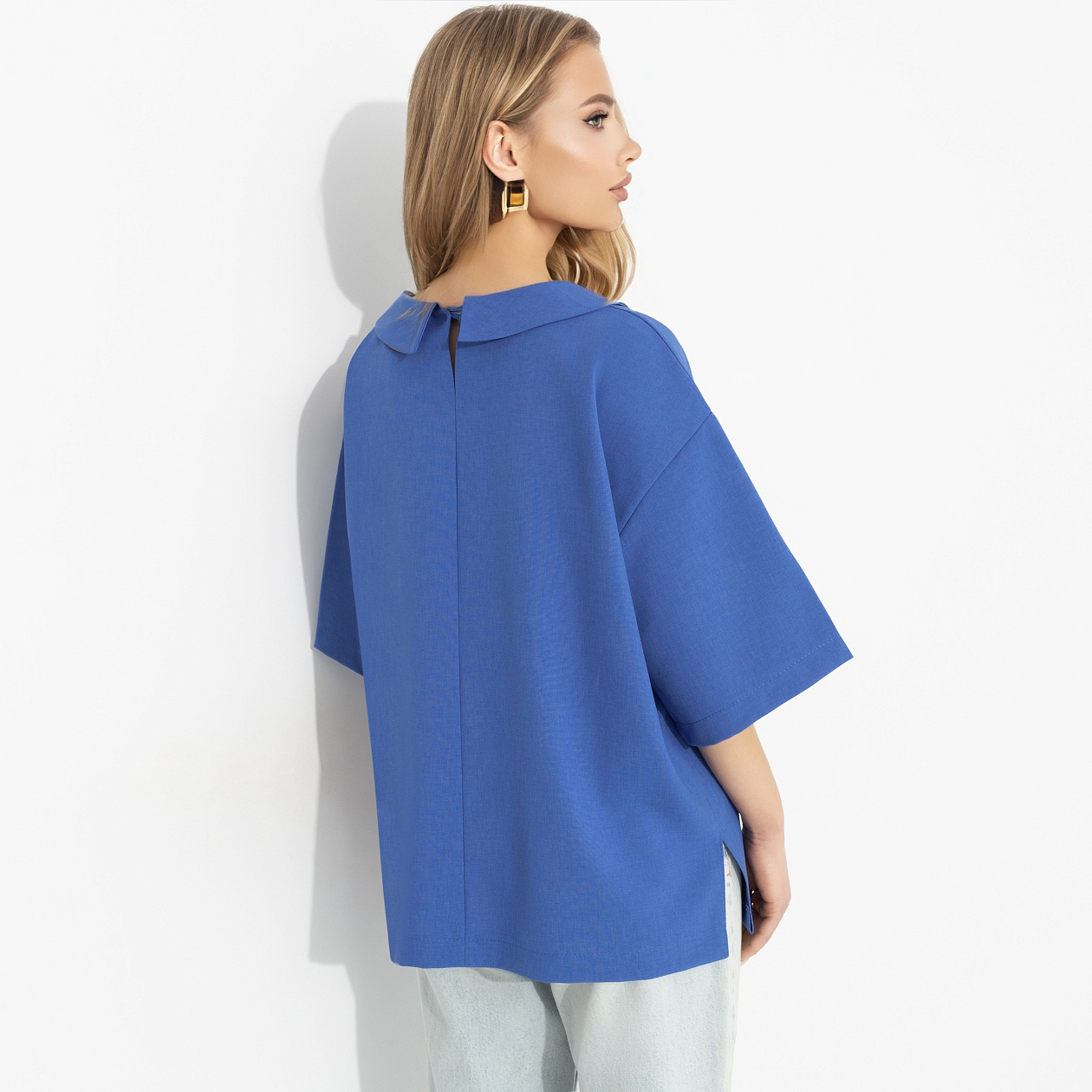 Блуза Пик очарования (голубика). Состав: 80% п/э, 15% лен, 5% эластан