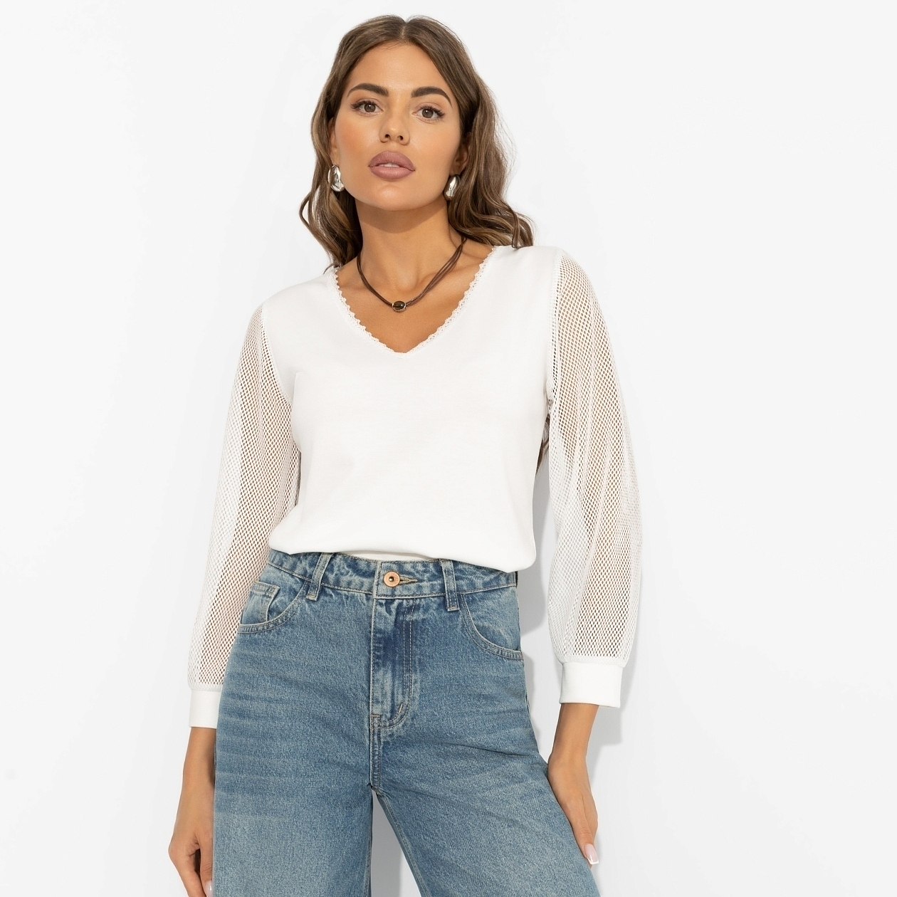 Блуза Попала в сказку (lactic). Состав: 65% п/э, 30% вискоза, 5% стрейч