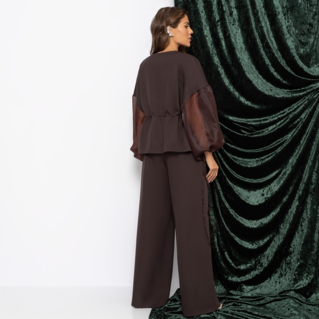 Брючный костюм Серьезная леди (2 в 1, брауни) 