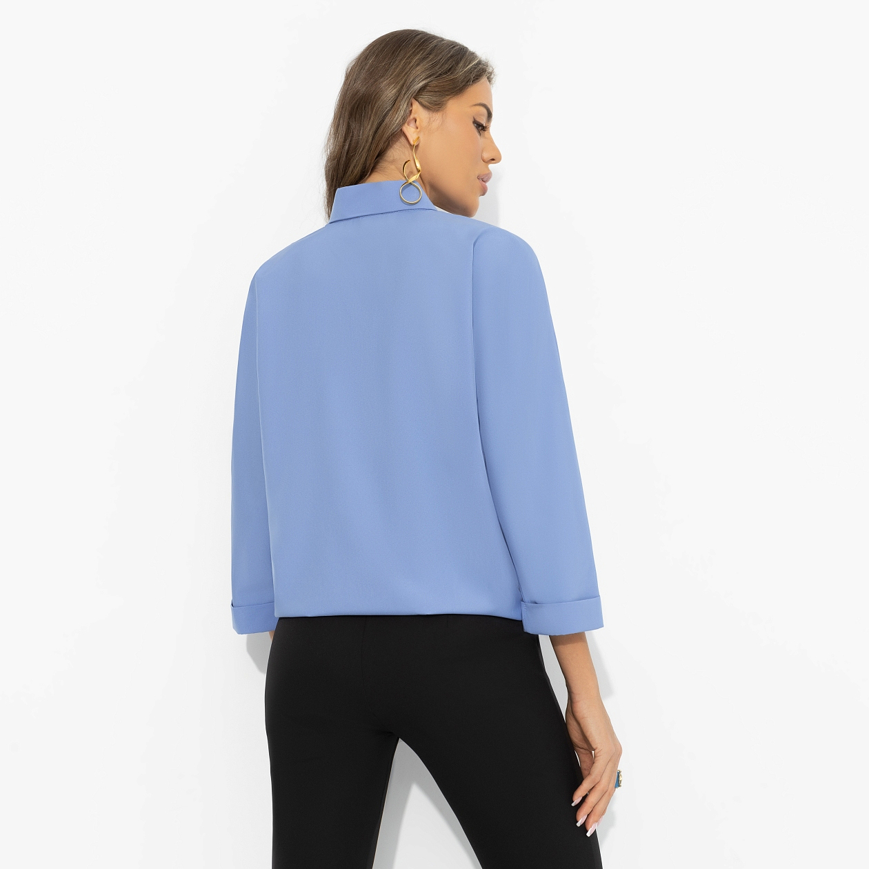 Блуза Твой личный тренд (голубая). Состав: 95% полиэстер, 5% эластан