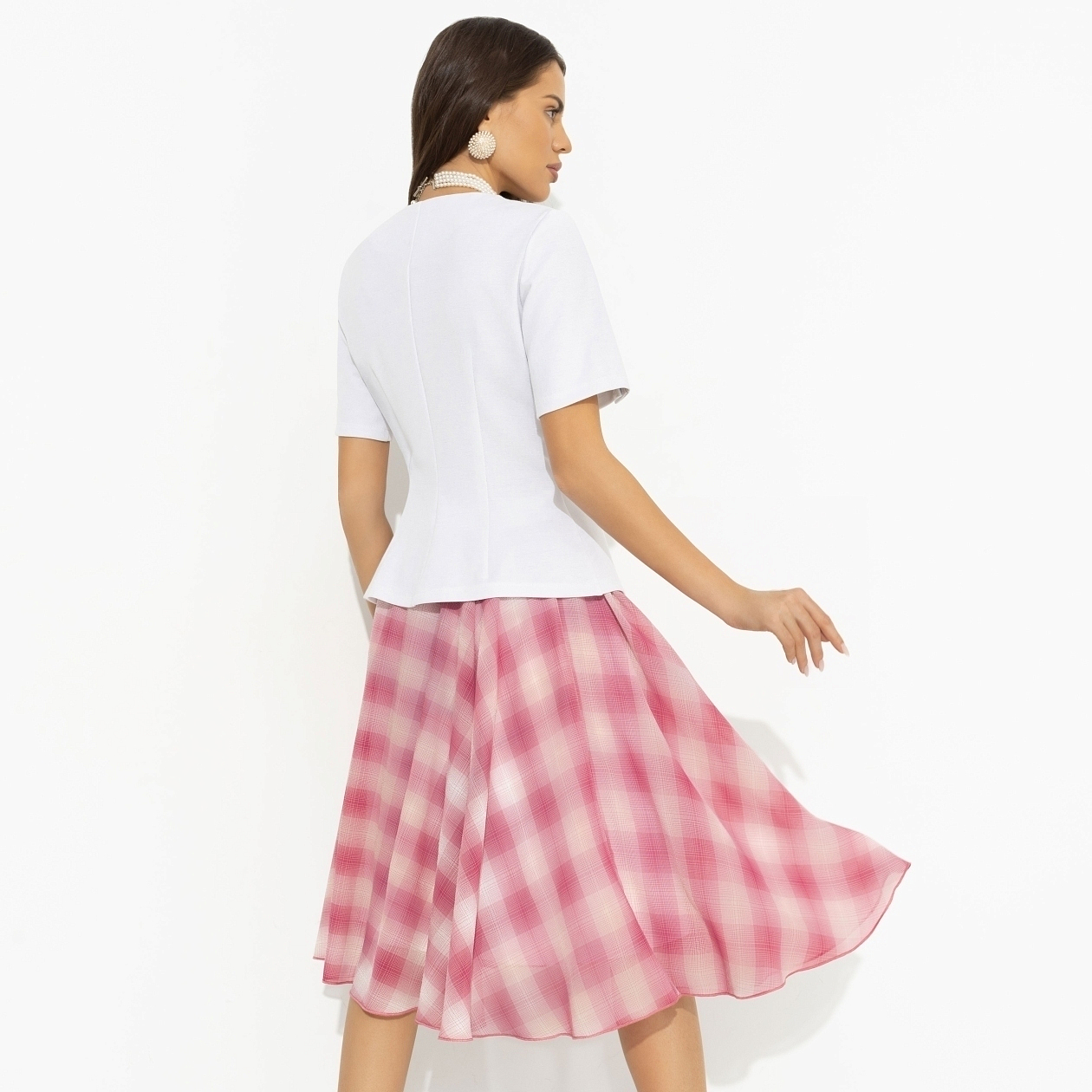 Костюм с юбкой Больше чем стиль (2 в 1, воздушно-розовый). Состав: 75% полиэстер, 20% вискоза, 5% спандекс