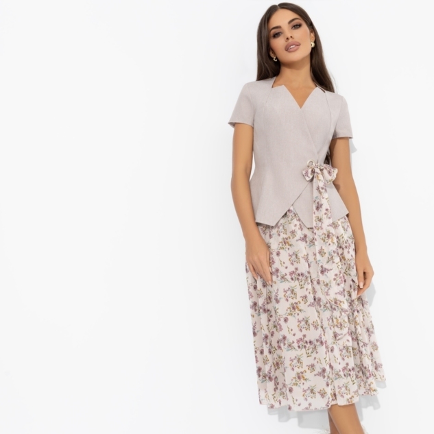 Костюм с юбкой Актуально сегодня (2 в 1, бежевый) 