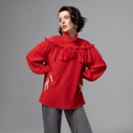 Блуза Мелодия сердца (красная). Состав: 65% п/э, 30% вискоза, 5% спандекс