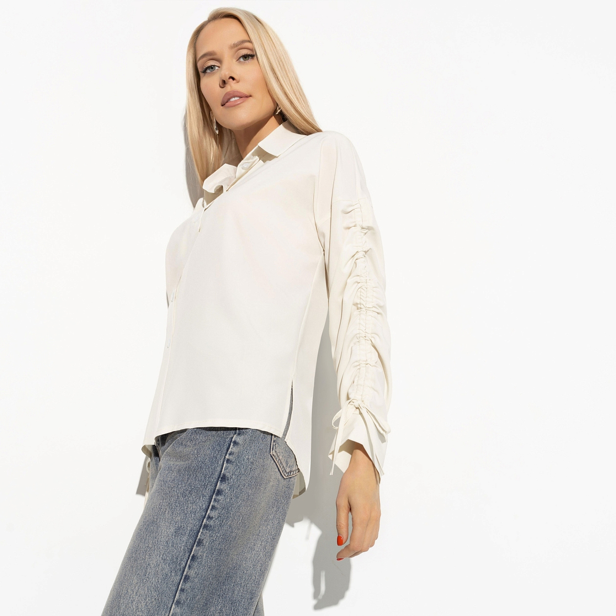 Блуза Успешный фэшн (milk). Состав: 95% п/э, 5% эластан