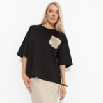 Футболка Красиво живу (чёрная). Состав: 65% п/э, 30% вискоза, 5% стрейч