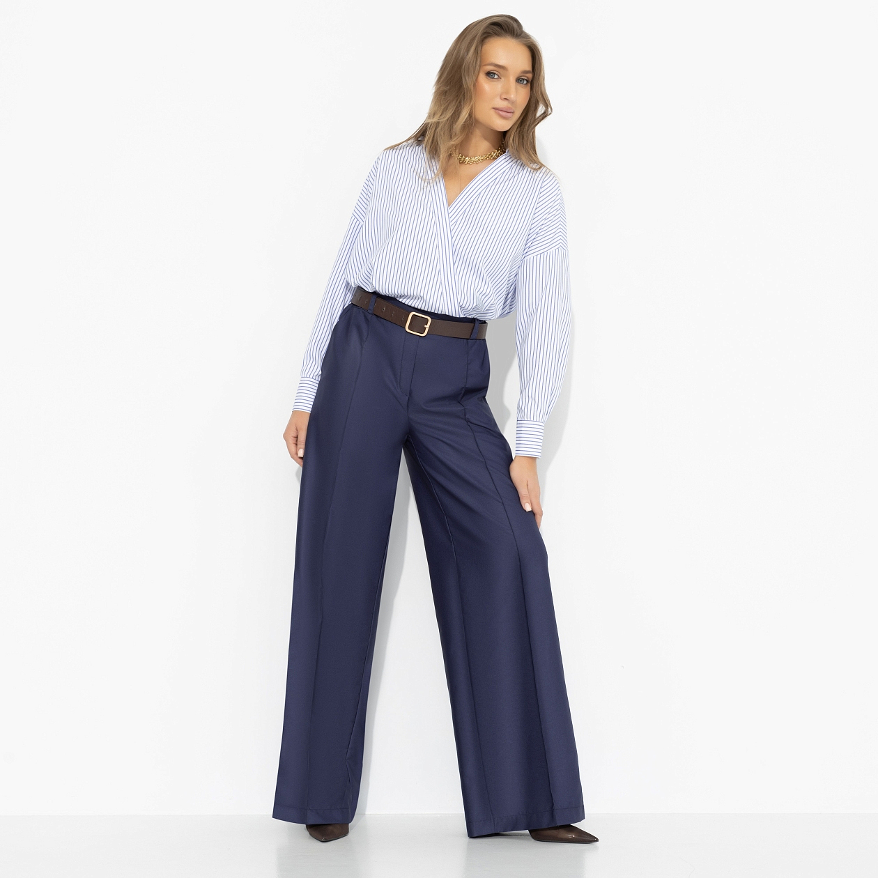 Брюки Минимализм с акцентами (синие). Состав: 85% п/э, 15% вискоза