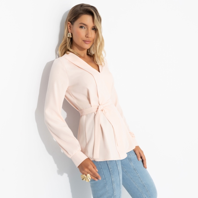 Блуза Твой личный манифест (бледный персик, с поясом) 