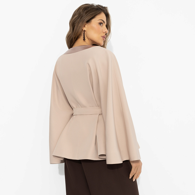 Жакет Яркий эффект (пудра, с поясом) 