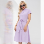 Платье Строго по графике (сирень, с поясом). Состав: 95% п/э, 5% эластан