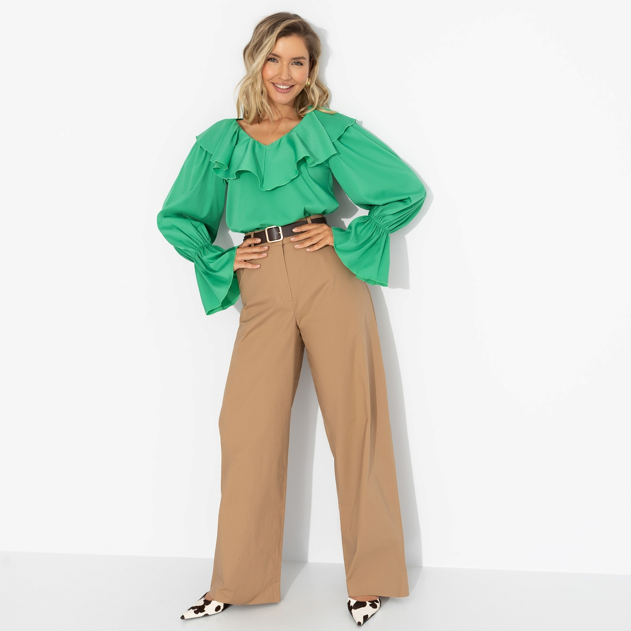 Блуза Внутренний трепет (свежая зелень). Состав: 60%  п/э, 30%  вискоза, 5% спандекс