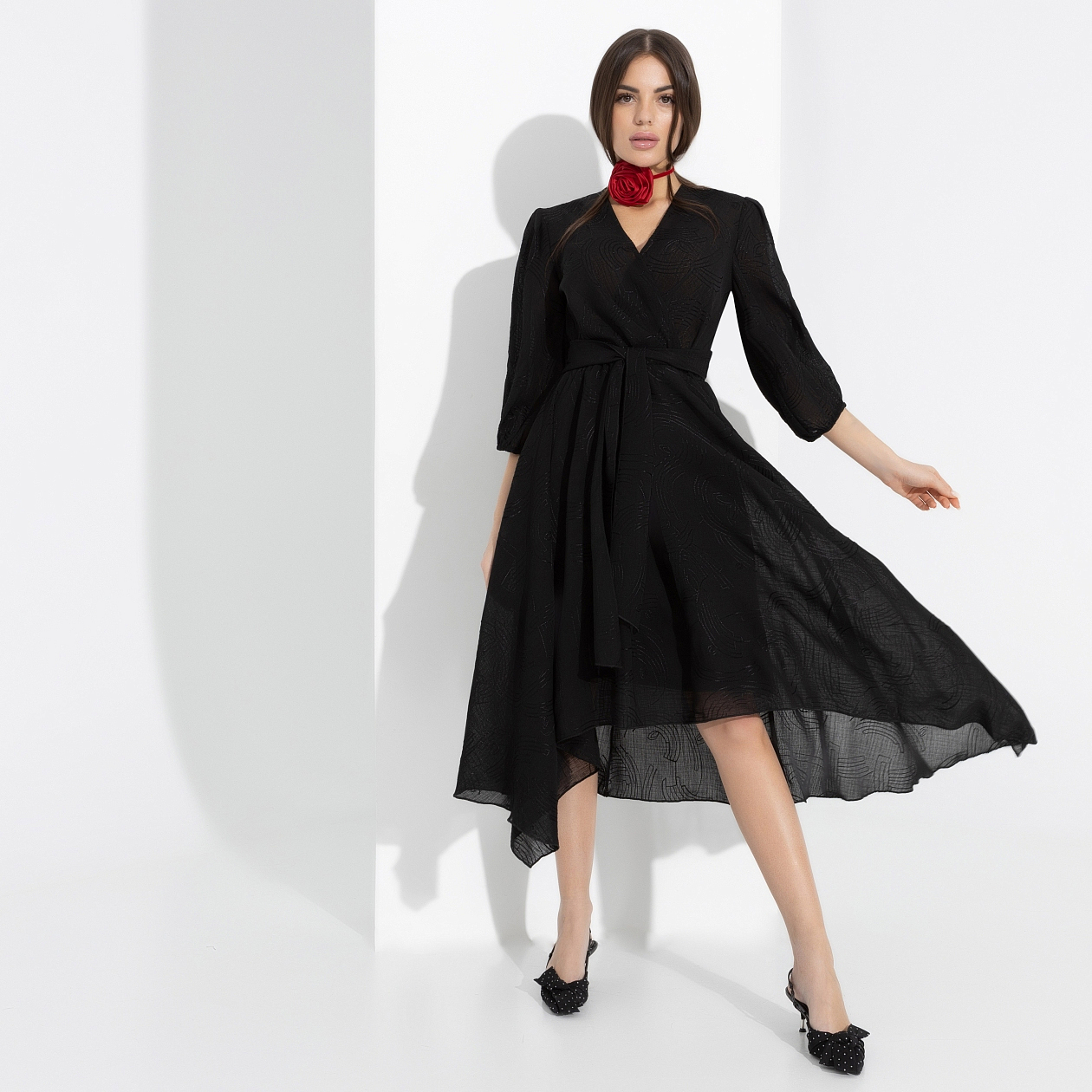 Платье Новая романтика (с поясом). Состав: 70% п/э, 30% хлопок