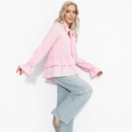 Блуза Стильный нюанс (розовая). Состав: 95% полиэстер, 5% эластан