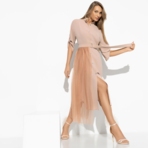 Платье-рубашка Изящный облик (гламур, с баской). Состав: 95% п/э, 5% спандекс