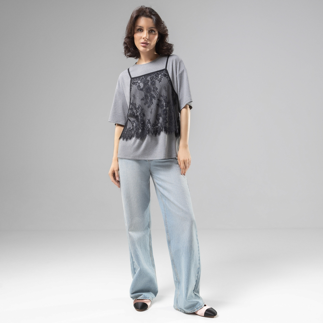 Футболка Модный тандем (2 в 1). Состав: 75% полиэстер, 20% вискоза, 5% спандекс